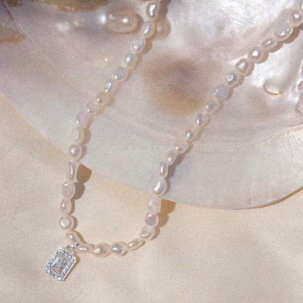 Baroque Pearl Necklace with Emerald Pendant